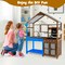 Kid's Mud Kitchen Outdoor Solid Wood Mud Kitchen with Canopy - 39.5" x 16.5" x 49.5"(L x W x H)